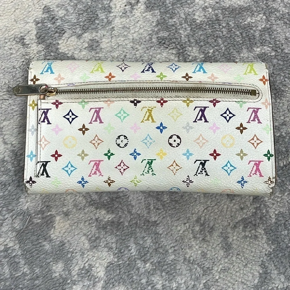 Louis Vuitton White Multicolor Eugenie Long Pushlock Wallet Takashi Murakami